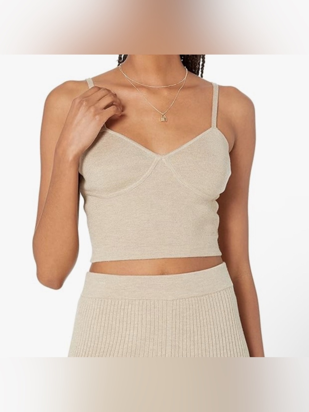The Drop Women's Catalina Sweater Bralette in Heather Sand Size XS